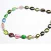 Natural Watermelon Tourmaline Smooth Oval Silver Lock Bracelet Length 8 Inches and Size 6-7mm Approx.